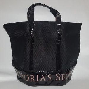 Victoria's Secret NEW Mesh Tote Bag Black & Pink